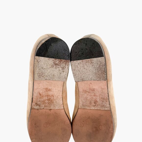 Chanel CC Cap Toe Ballet Flats EU 37.5 US 6.5-7 Beige Suede & Black Two Tone - Picture 14 of 16